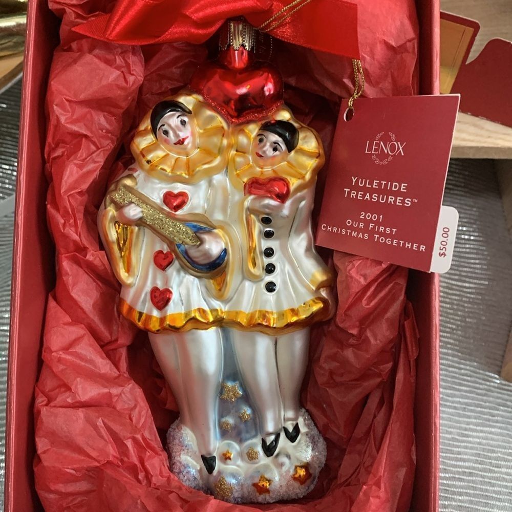 Lenox 2001 Yuletide Treasures Our First Christmas Together Blown Glass Ornament